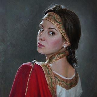 «Портрет девушки в народном костюме». Холст, масло, 55Х45 см., 2016 г.
