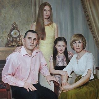 «Семейный портрет у камина». Холст, масло, 110Х90 см., 2017 г.